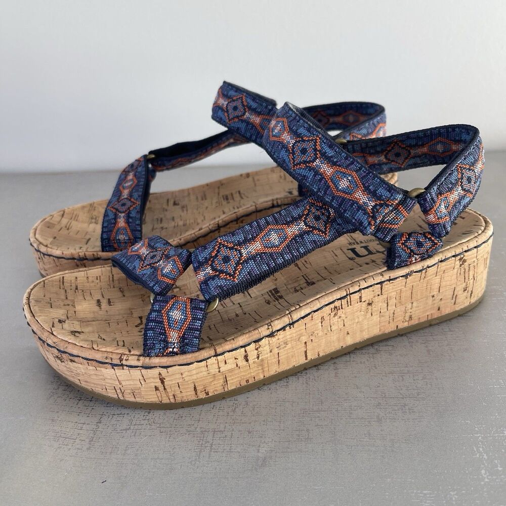 BORN Sirena Cork Platform Slingback Sandals Size 7M Hippie Festival Y2K Boho